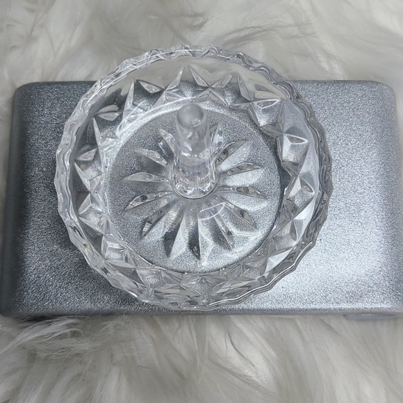 VINTAGE Ring Holder  Crystal Glass Vanity Table Accessory Accent Piece Jewelry - Picture 2 of 3
